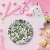 Witte kosmosbloemen papieren bordje (Feest)