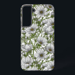 Witte kosmosbloemen samsung galaxy hoesje<br><div class="desc">Handgetekende vectorillustraties met roze kosmosbloemen</div>