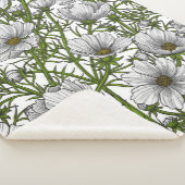 Witte kosmosbloemen sherpa deken (3/4)