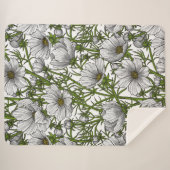 Witte kosmosbloemen sherpa deken (Voorkant (horizontaal))