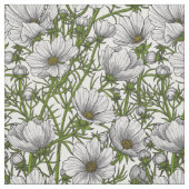Witte kosmosbloemen stof (Swatch)