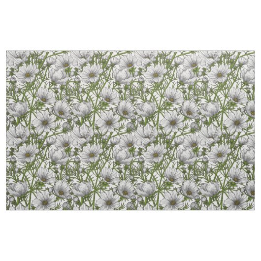 Witte kosmosbloemen stof (Fat Quarter)