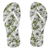 Witte kosmosbloemen teenslippers (Voetbed)