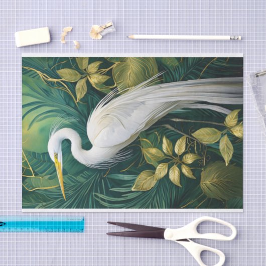 Witte kraan botanisch ontwerp, elegant tropisch tissuepapier (Craft)