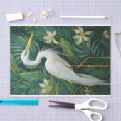 Witte kraan en gardenia's, Elegant Tropisch Tissuepapier (Craft)