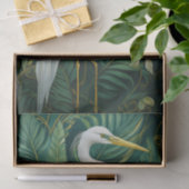 Witte kraan en gardenia's, Elegant Tropisch Tissuepapier (Geschenk)