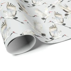 Witte kraanvogel grote vogel lounge chinoiserie  cadeaupapier