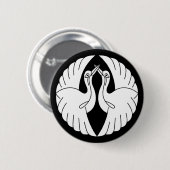 Witte kraanvogels tegenover elkaar ronde button 5,7 cm (Voorkant /achterkant)