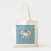 Witte krab Blue en White Stripe Canvas tas (Voorkant)
