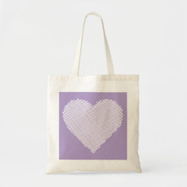 Witte krabbelhart op paarse achtergrond tote bag