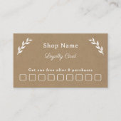 Witte, Kraft & Rustieke Loyaliteit Kaart Visitekaartje (Voorkant)