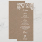 Witte & Kraft Sneeuwvlokken Elegante Winter Kerstm Menu (Voorkant / Achterkant)