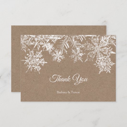 Witte & Kraft Sneeuwvlokken Kerstmis Winter Bruilo Bedankkaart (Voorkant / Achterkant)