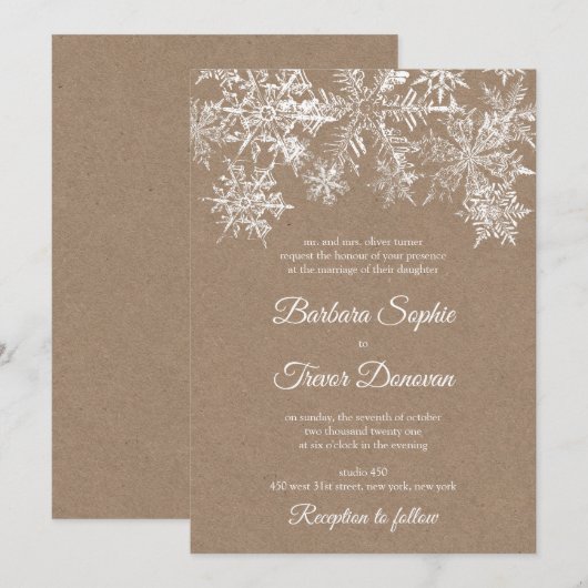 Witte & Kraft Sneeuwvlokken Kerstmis Winter Bruilo Kaart (Voorkant / Achterkant)