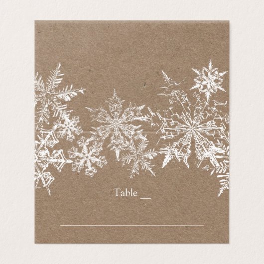 Witte & Kraft Sneeuwvlokken Winter Bruiloft Plaats Visitekaartje (Buitenkant ongevouwen)