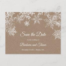 Witte & Kraft Sneeuwvlokken Winter Save the Date Aankondigingskaart