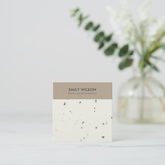 WITTE KRAFT TERRAZZO STUD EARRING DISPLAY CARD VIERKANTE VISITEKAARTJE (Staand voorkant)