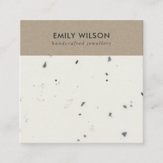WITTE KRAFT TERRAZZO STUD EARRING DISPLAY CARD VIERKANTE VISITEKAARTJE (Voorkant)