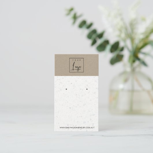 WITTE KRAFT TERRAZZO STUD EARRING DISPLAY CARD VISITEKAARTJE (Staand voorkant)