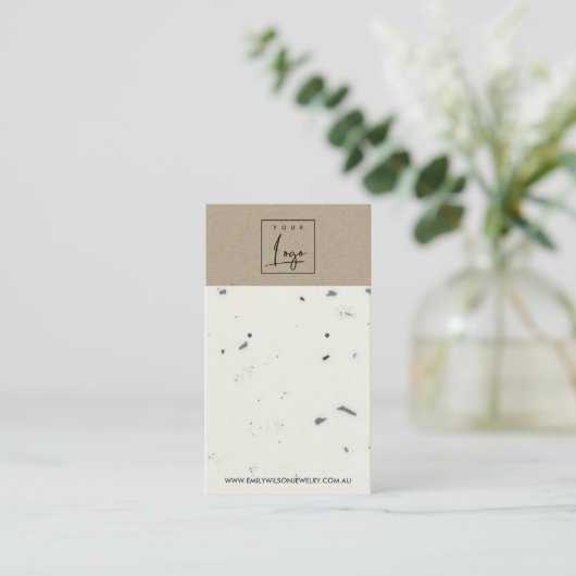 WITTE KRAFT TERRAZZO STUD EARRING DISPLAY CARD VISITEKAARTJE (Staand voorkant)