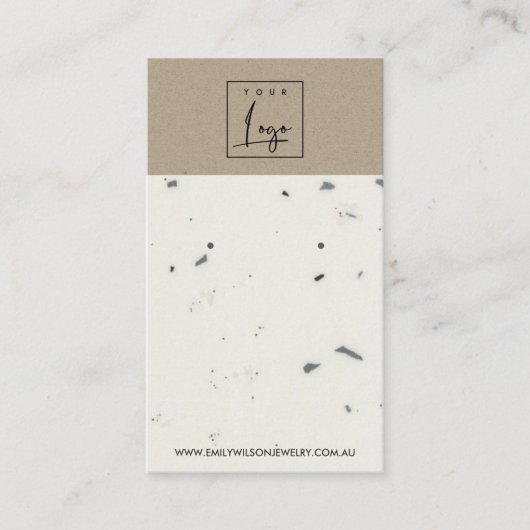 WITTE KRAFT TERRAZZO STUD EARRING DISPLAY CARD VISITEKAARTJE (Voorkant)