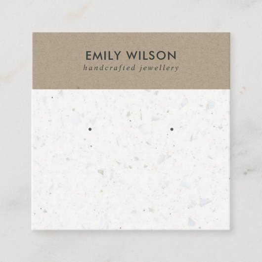 WITTE KRAFT TERRAZZO STUD OORBEL DISPLAY KAART VIERKANTE VISITEKAARTJE (Voorkant)