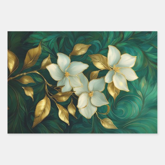 Witte kranen & Gardenia's, Coconut Grove Inpakpapier Vel (Voorkant 3)