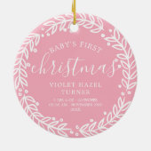 Witte krans | Baby's eerste Kerstmis Keramisch Ornament (Achterkant)