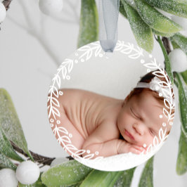 Witte krans | Baby's eerste Kerstmis Keramisch Ornament