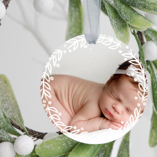 Witte krans | Baby's eerste Kerstmis Keramisch Ornament