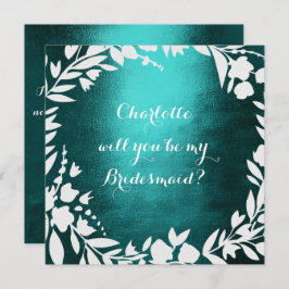 Witte krans Blauwgroen zal je bruidsmeisje zijn Kaart