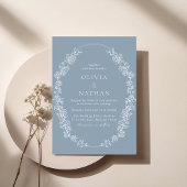 Witte Krans Dusty Blue Wedding Kaart