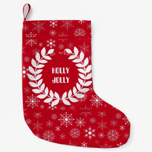 Witte krans en Abstract sneeuwvlokpatroon Kleine Kerstsok (Voorkant)