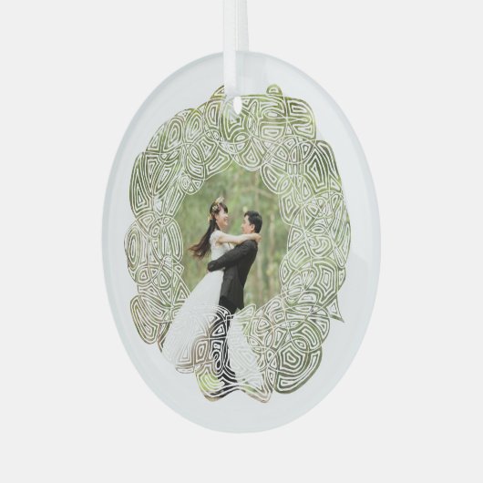 Witte krans foto glas ornament (Voorkant links)