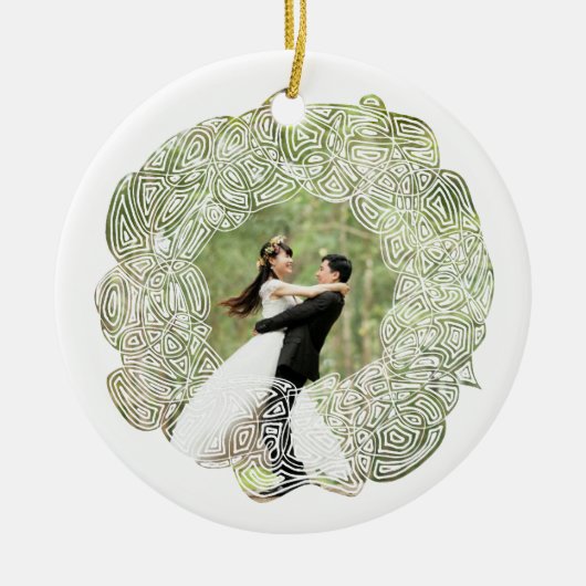 Witte krans foto glas ornament (Voorkant)