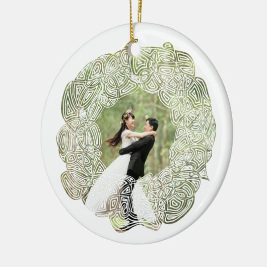 Witte krans foto glas ornament (Links)