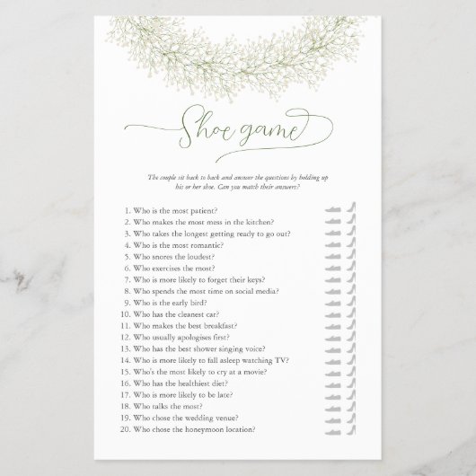 Witte krans schoen bruidsdouche spel flyer (Voorkant)