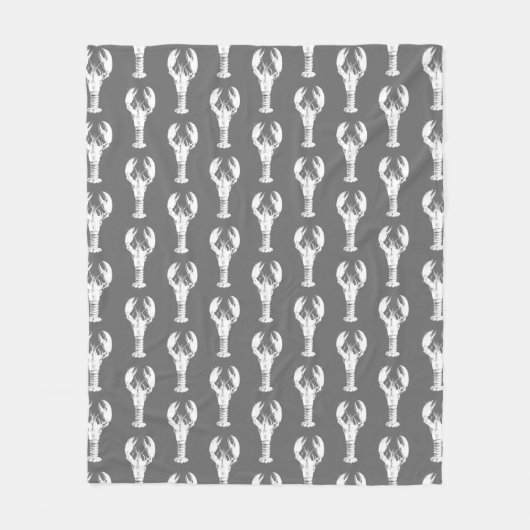 Witte kreeft op grijs / grijs fleece deken (Voorkant)