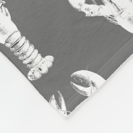 Witte kreeft op grijs / grijs fleece deken (Hoek)