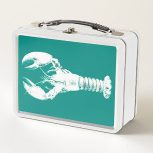 Witte kreeft op Turquoise / Blauwgroen