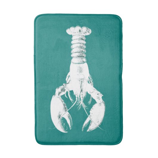 Witte kreeft op Turquoise / Blauwgroen Badmat (Voorkant Verticaal)