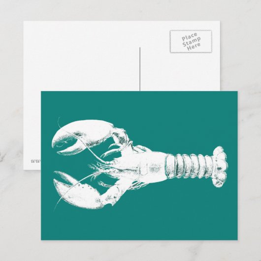 Witte kreeft op Turquoise / Blauwgroen Briefkaart (Voorkant / Achterkant)