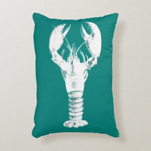Witte kreeft op Turquoise / Blauwgroen Decoratief Kussen