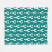 Witte kreeft op Turquoise / Blauwgroen Fleece Deken (Voorkant (Horizontaal))