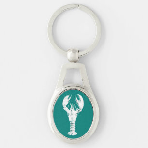 Witte kreeft op Turquoise / Blauwgroen Sleutelhanger
