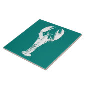 Witte kreeft op Turquoise / Blauwgroen Tegeltje (Zijkant)