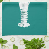 Witte kreeft op Turquoise / Blauwgroen Theedoek (Gevouwen)