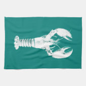 Witte kreeft op Turquoise / Blauwgroen Theedoek (Horizontaal)