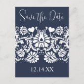 Witte kreet op dieprijke periwinkle aankondigingskaart (Voorkant)