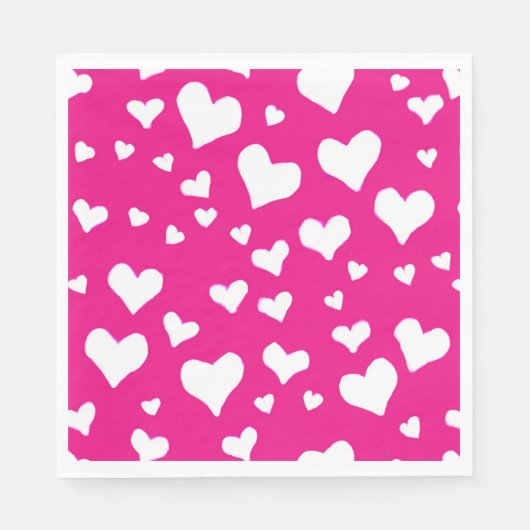 Witte krijtharten op fuchsia roze servet (Voorkant)